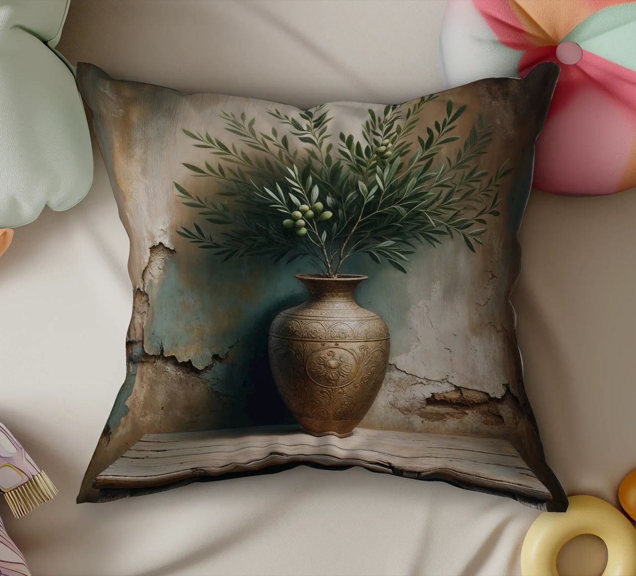 Ramo d'ulivo in vaso cuscino da VintageBotanics