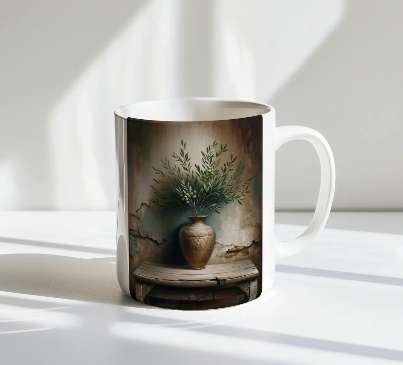 Ramo d'ulivo in vaso tazza in ceramica da VintageBotanics