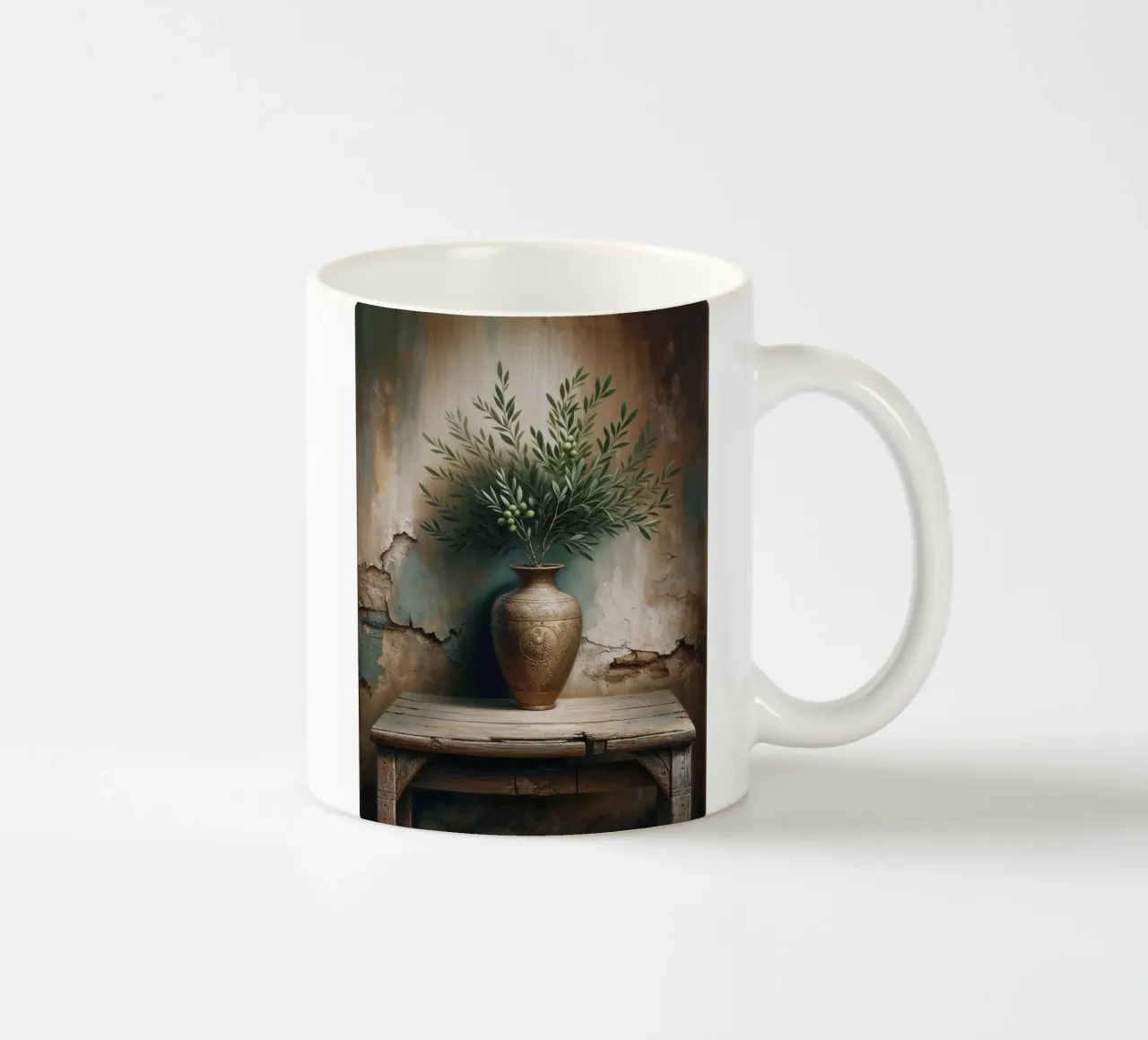 Ramo d'ulivo in vaso tazza in ceramica da VintageBotanics