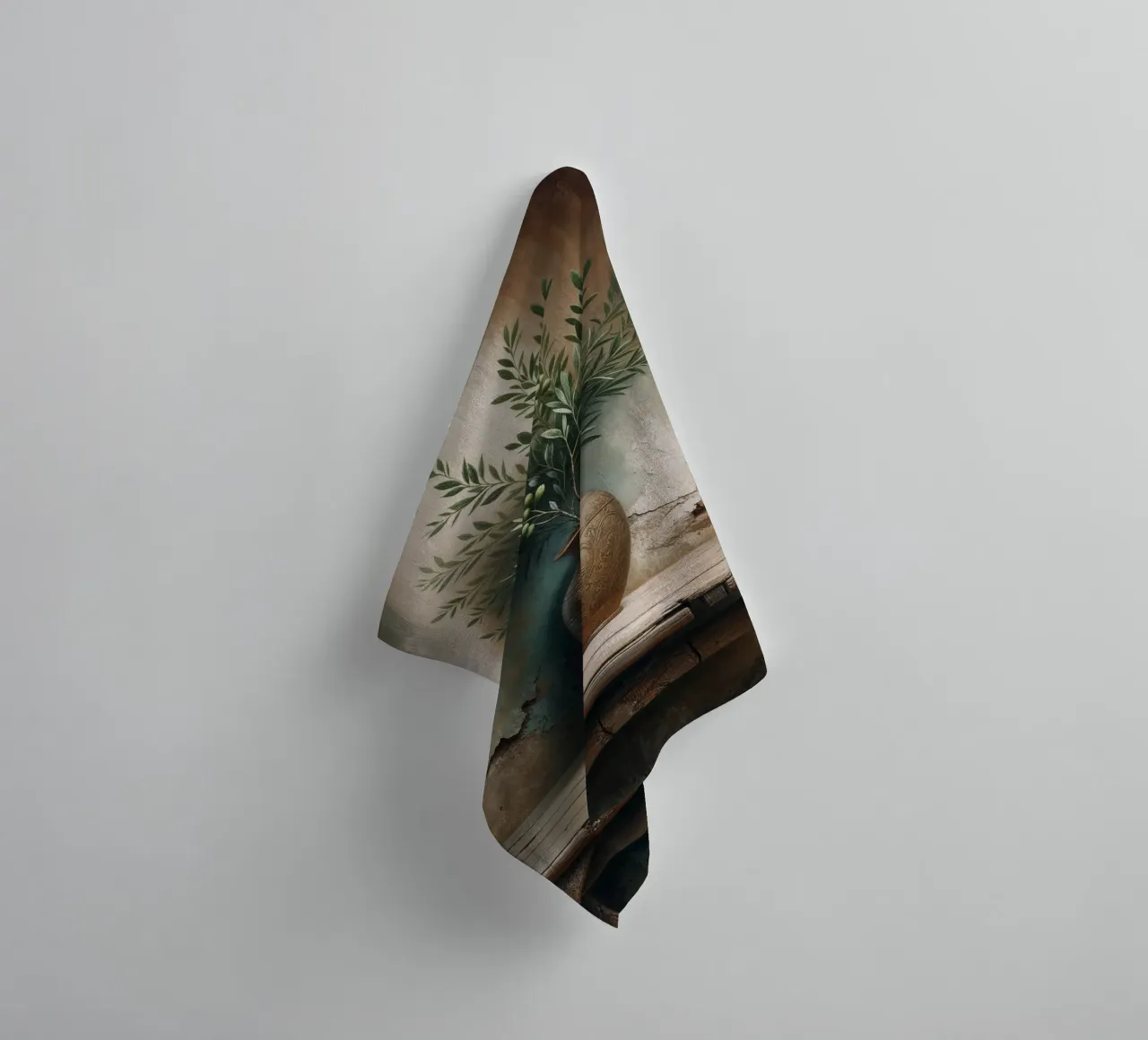 Olive Branch in vase towel by VintageBotanics