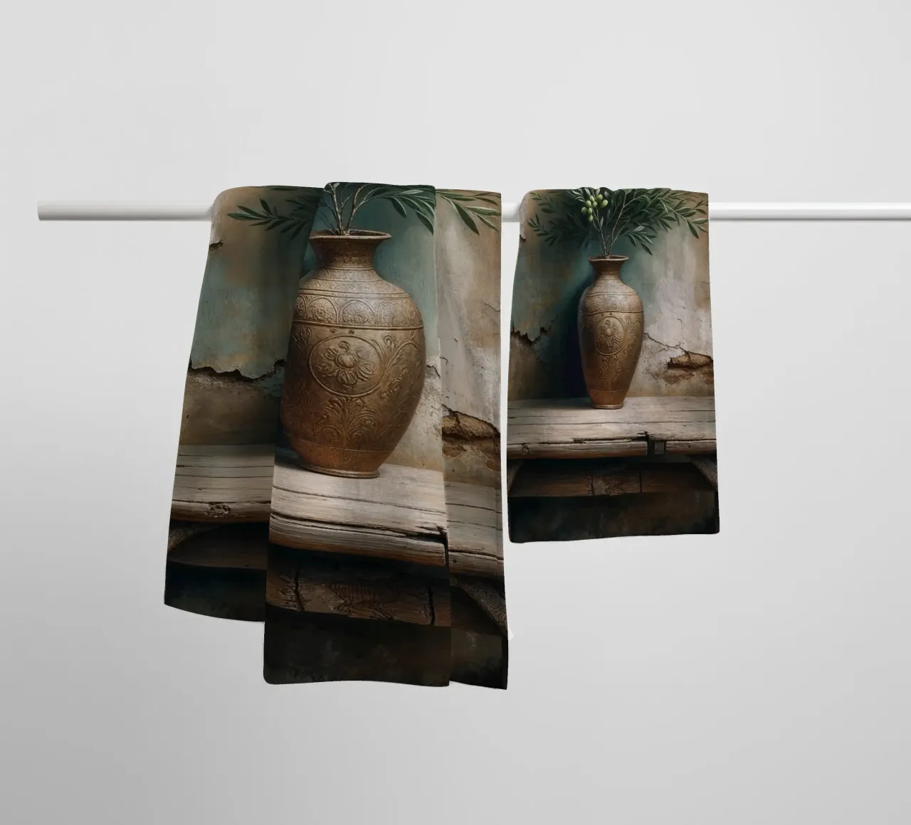 Olive Branch in vase towel by VintageBotanics