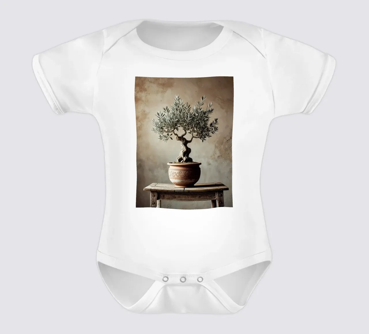 Olivenzweig im Topf Kurzarm Babybody von VintageBotanics