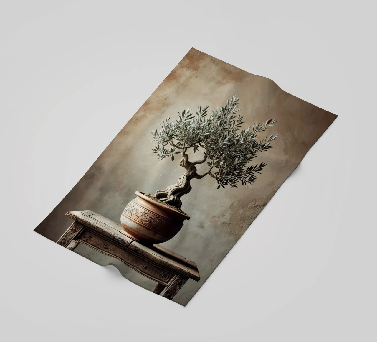 Olive Branch in pot beach towel by VintageBotanics