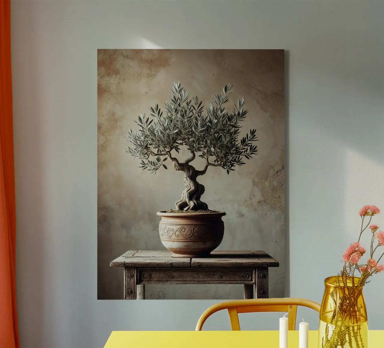 Olivenzweig im Topf Leinwand von VintageBotanics