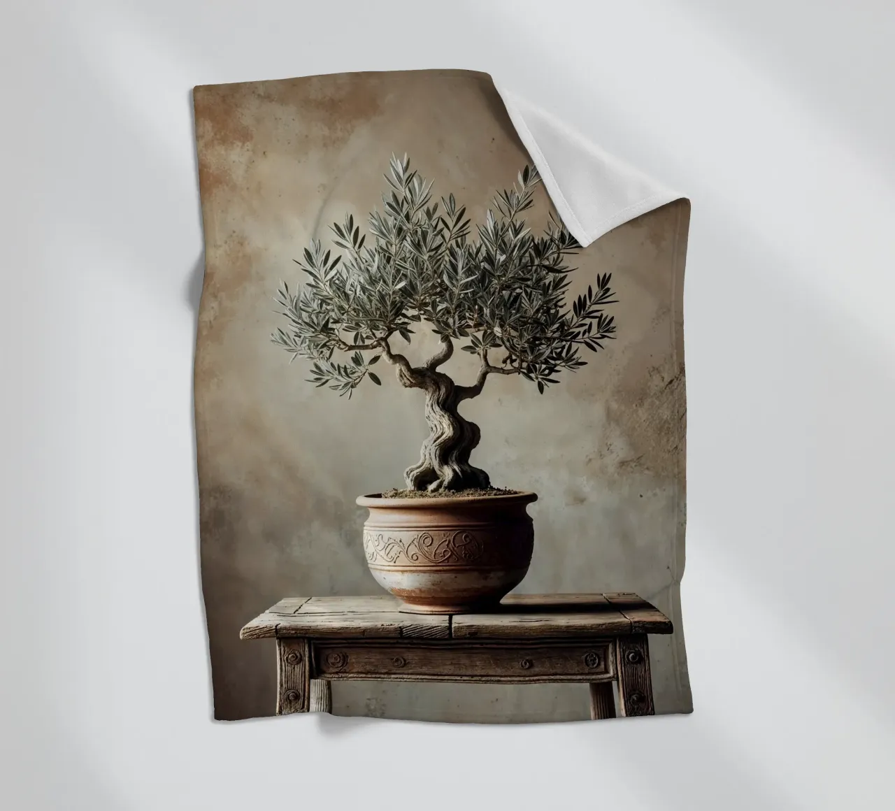 Olivenzweig im Topf Fleecedecke von VintageBotanics