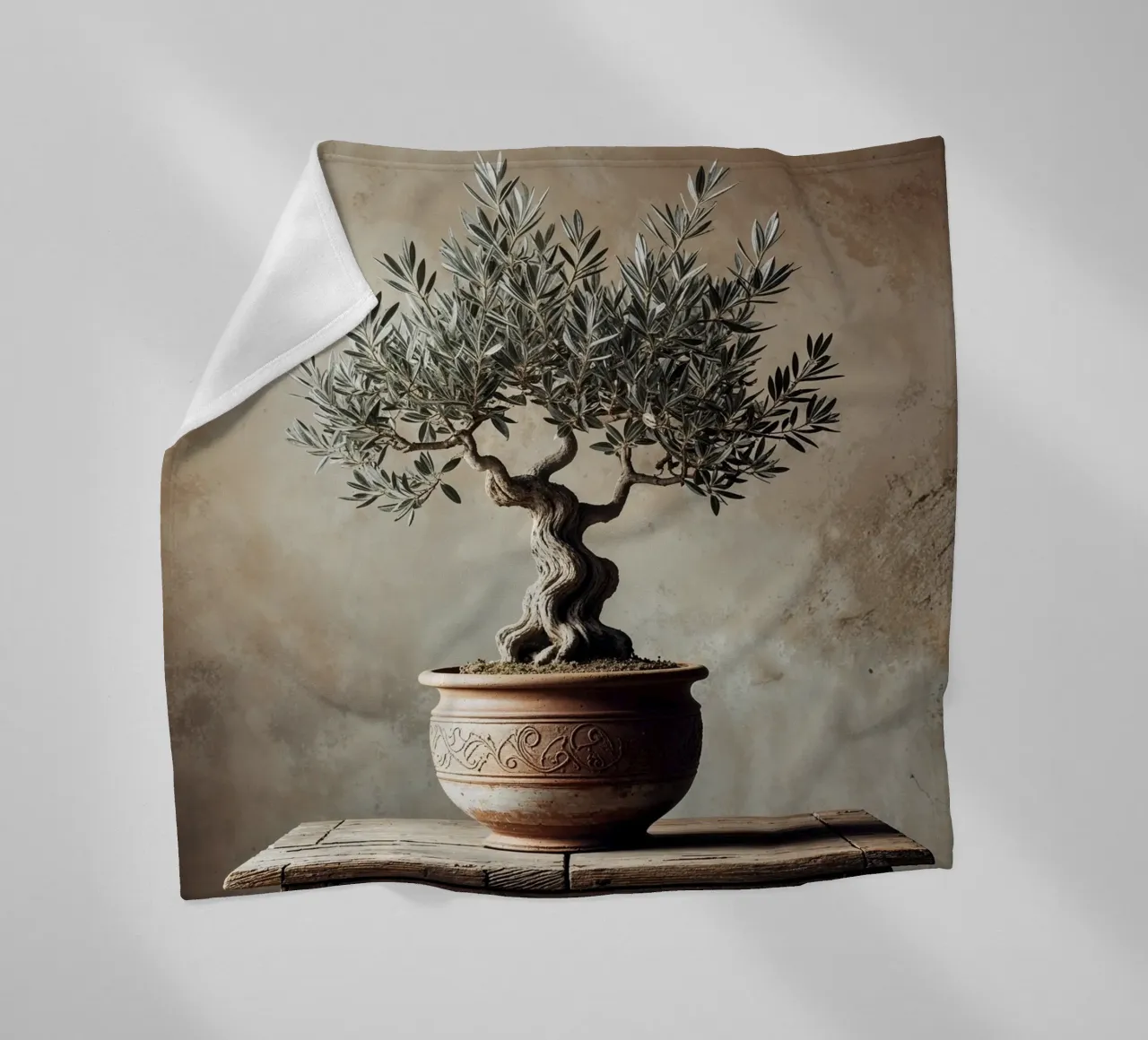 Olivenzweig im Topf Fleecedecke von VintageBotanics