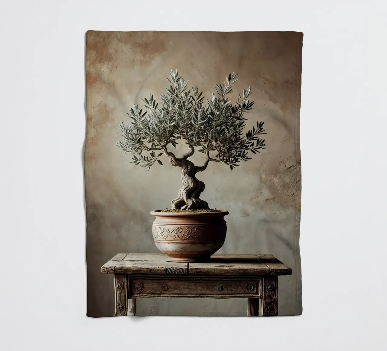 Olivenzweig im Topf Fleecedecke von VintageBotanics