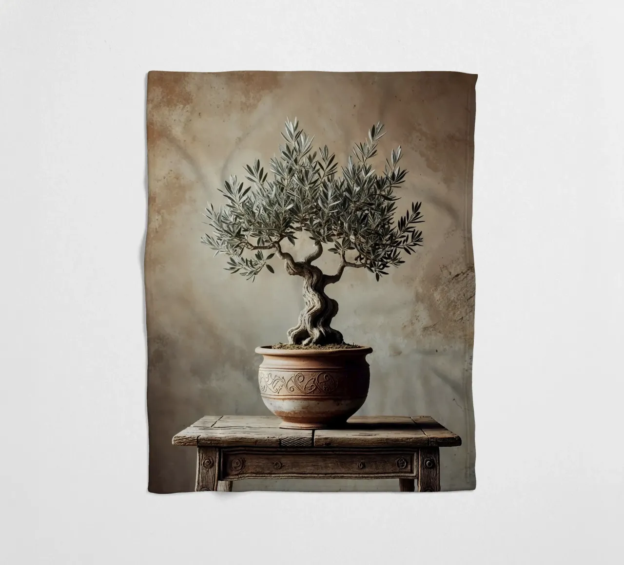 Olivenzweig im Topf Fleecedecke von VintageBotanics