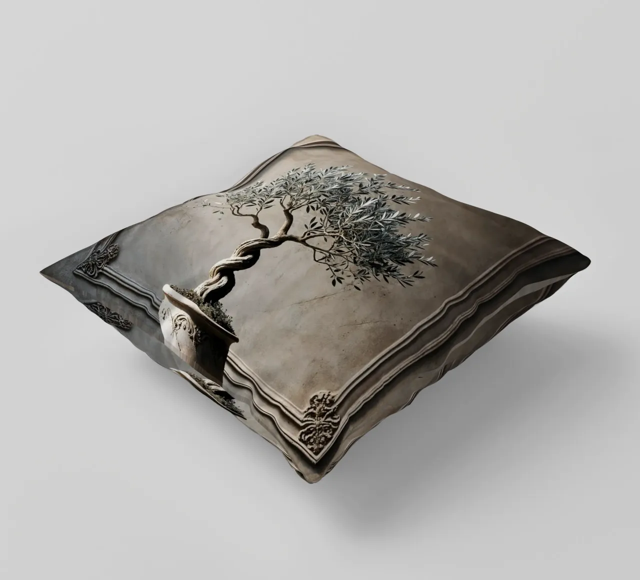 Olive Branch in pot decorative cushion by VintageBotanics