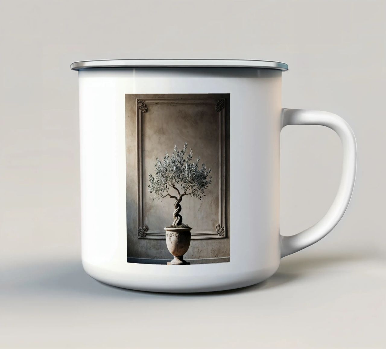 Ramo d'ulivo in vaso tazza in smalto da VintageBotanics