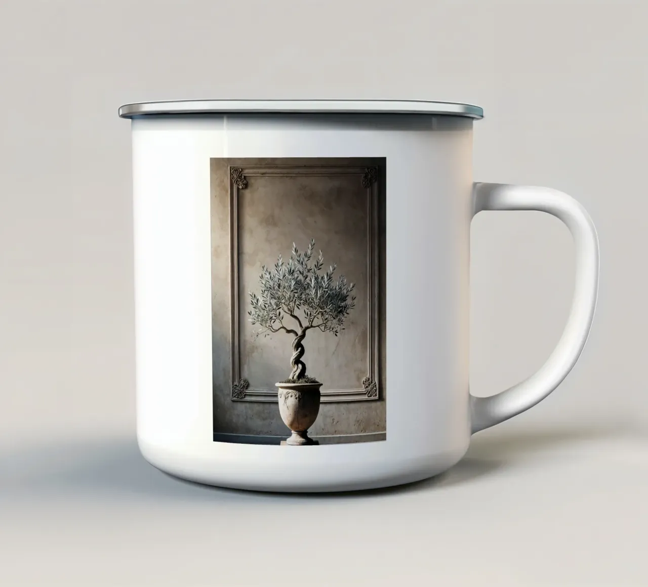 Ramo d'ulivo in vaso tazza in smalto da VintageBotanics