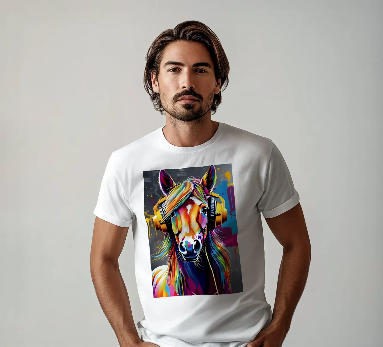 Cavallo in cuffia t-shirt da MakArena