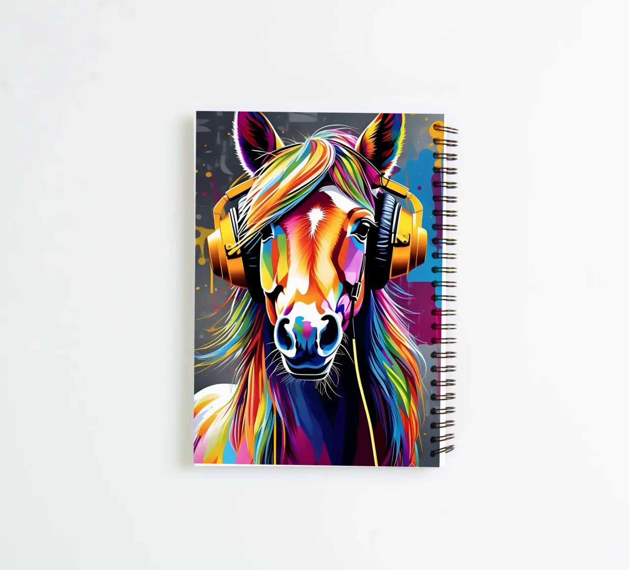 Horse in headphones spiral notebook by MakArena