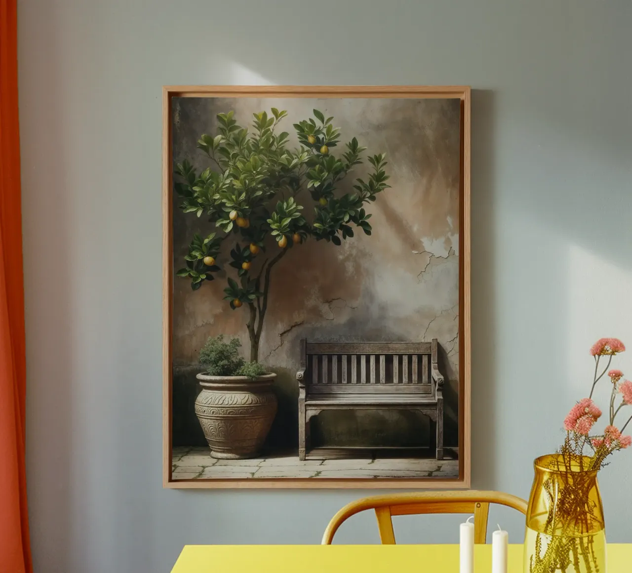 Natura morta di un albero di limoni vintage tela con Cornice a cassetta da VintageBotanics