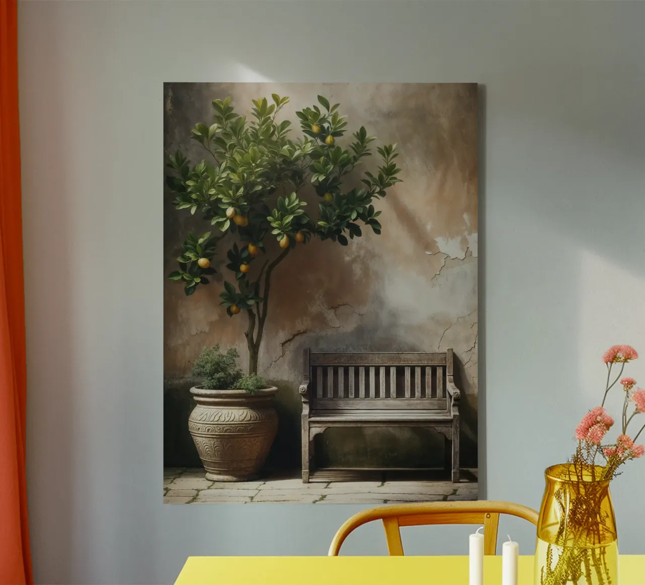 Natura morta di un albero di limoni vintage tela con Cornice a cassetta da VintageBotanics