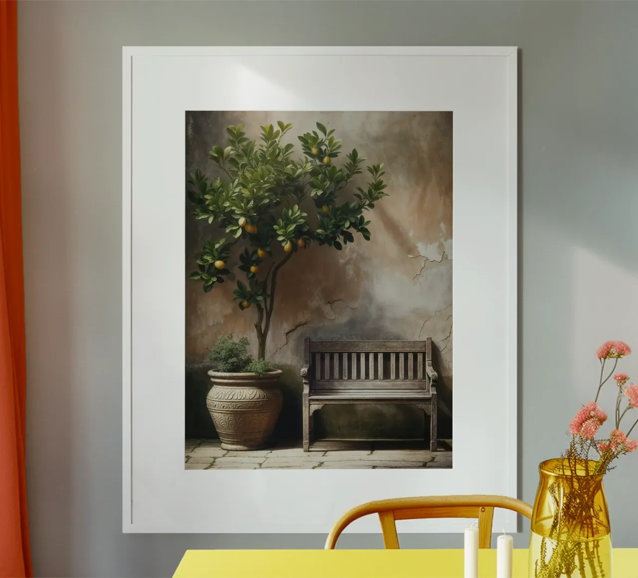 Natura morta di un albero di limoni vintage poster con telaio in alluminio da VintageBotanics