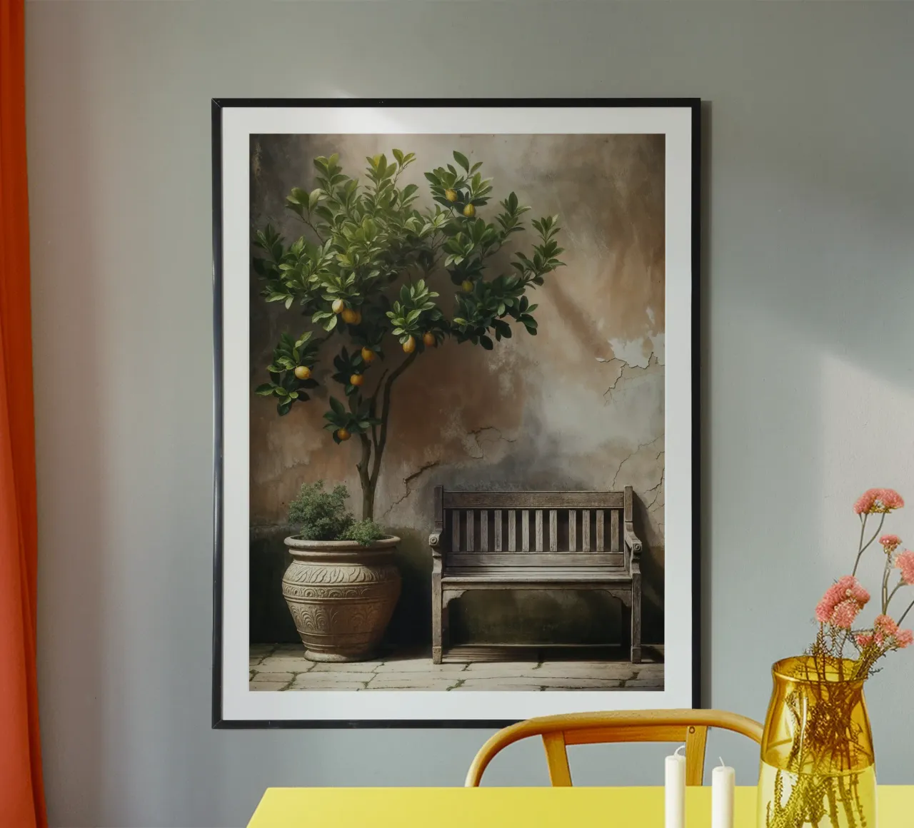 Natura morta di un albero di limoni vintage poster con telaio in alluminio da VintageBotanics