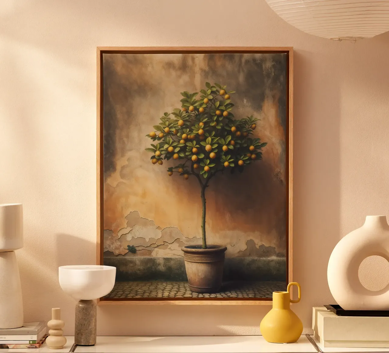 Weinlese-Zitronenbaum Leinwand mit Schattenfugenrahmen von VintageBotanics