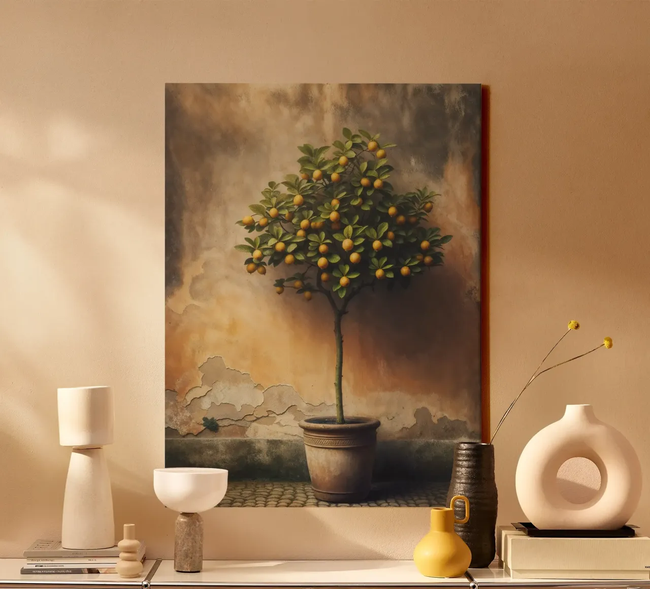 Weinlese-Zitronenbaum Leinwand mit Schattenfugenrahmen von VintageBotanics