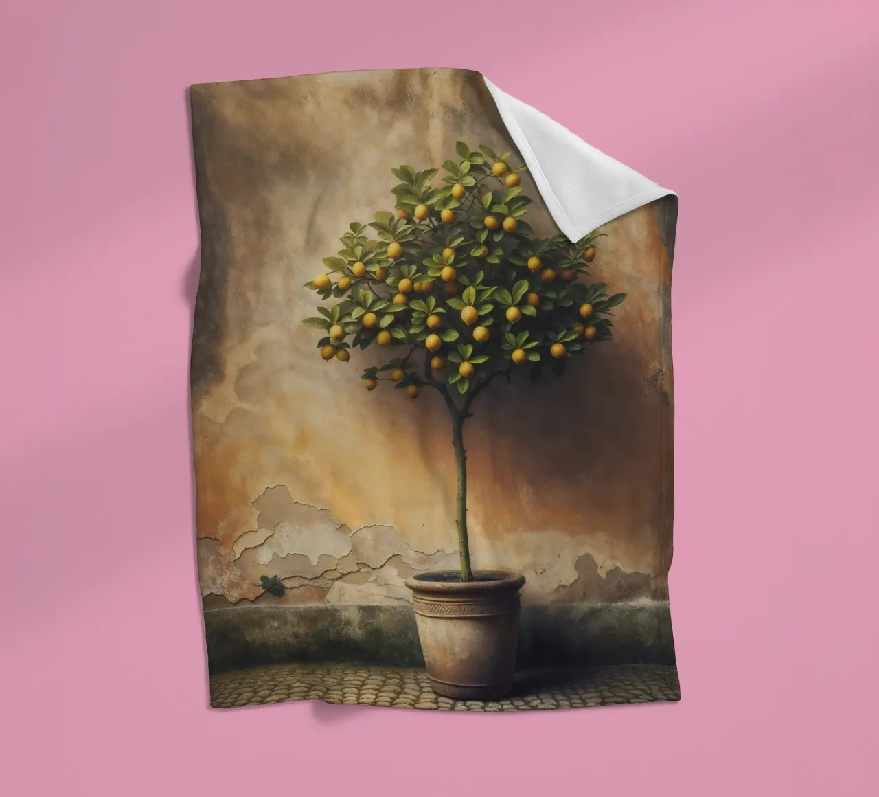 Weinlese-Zitronenbaum Fleecedecke von VintageBotanics