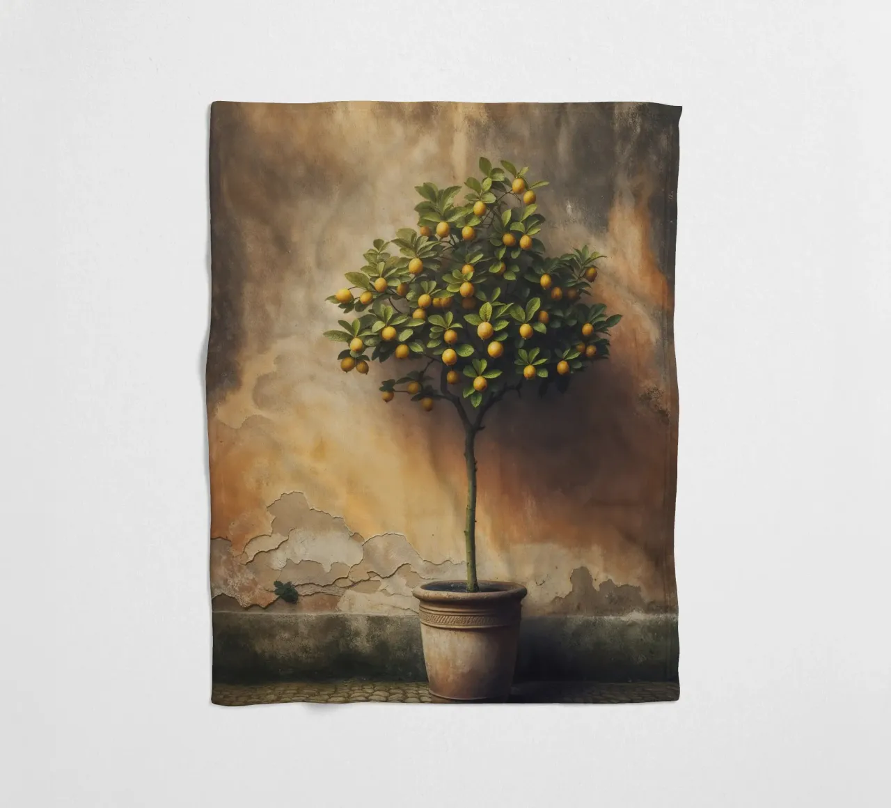 Weinlese-Zitronenbaum Fleecedecke von VintageBotanics