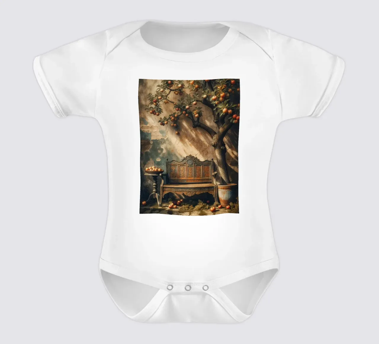 Weinlese-Apfelbaum Kurzarm Babybody von VintageBotanics