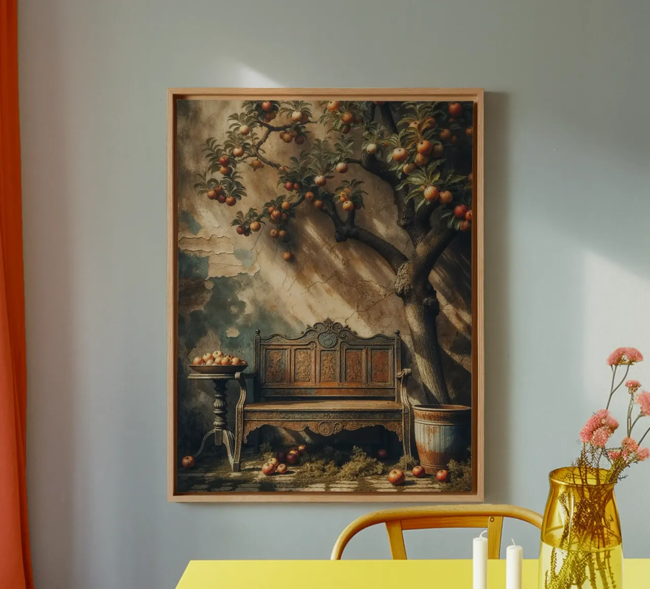 Weinlese-Apfelbaum Leinwand mit Schattenfugenrahmen von VintageBotanics
