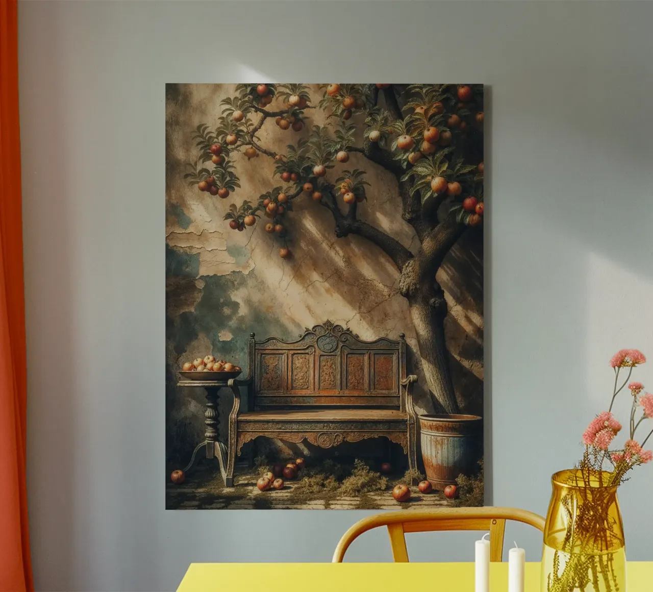 Weinlese-Apfelbaum Leinwand mit Schattenfugenrahmen von VintageBotanics