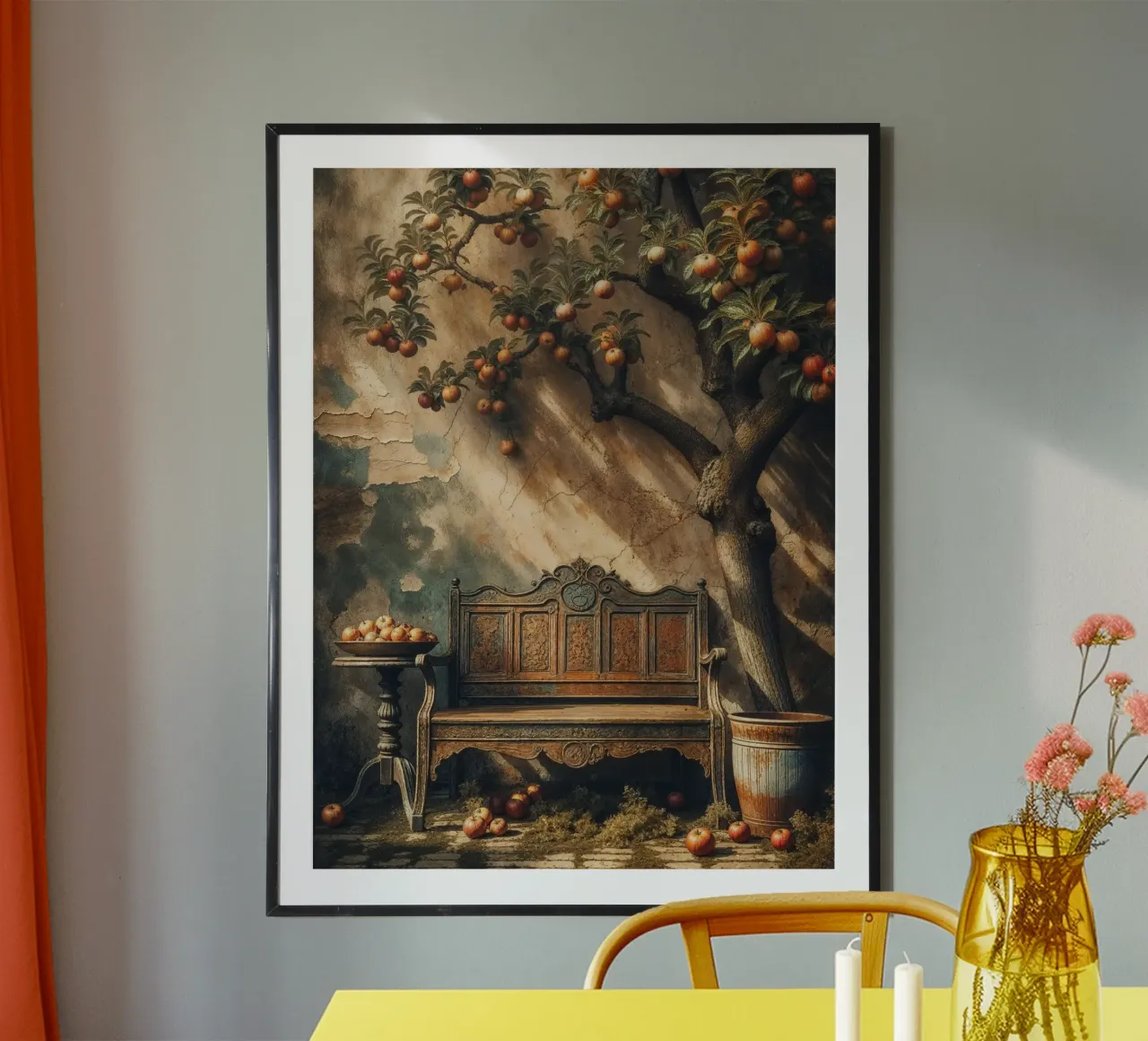 Albero di mele vintage poster con telaio in legno da VintageBotanics