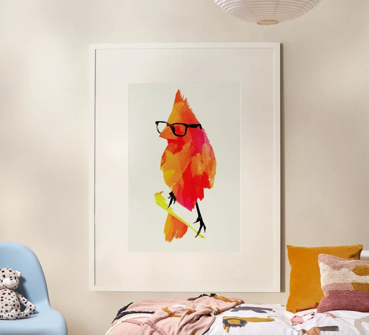 Punk birdy poster con telaio in legno da Róbert Farkas