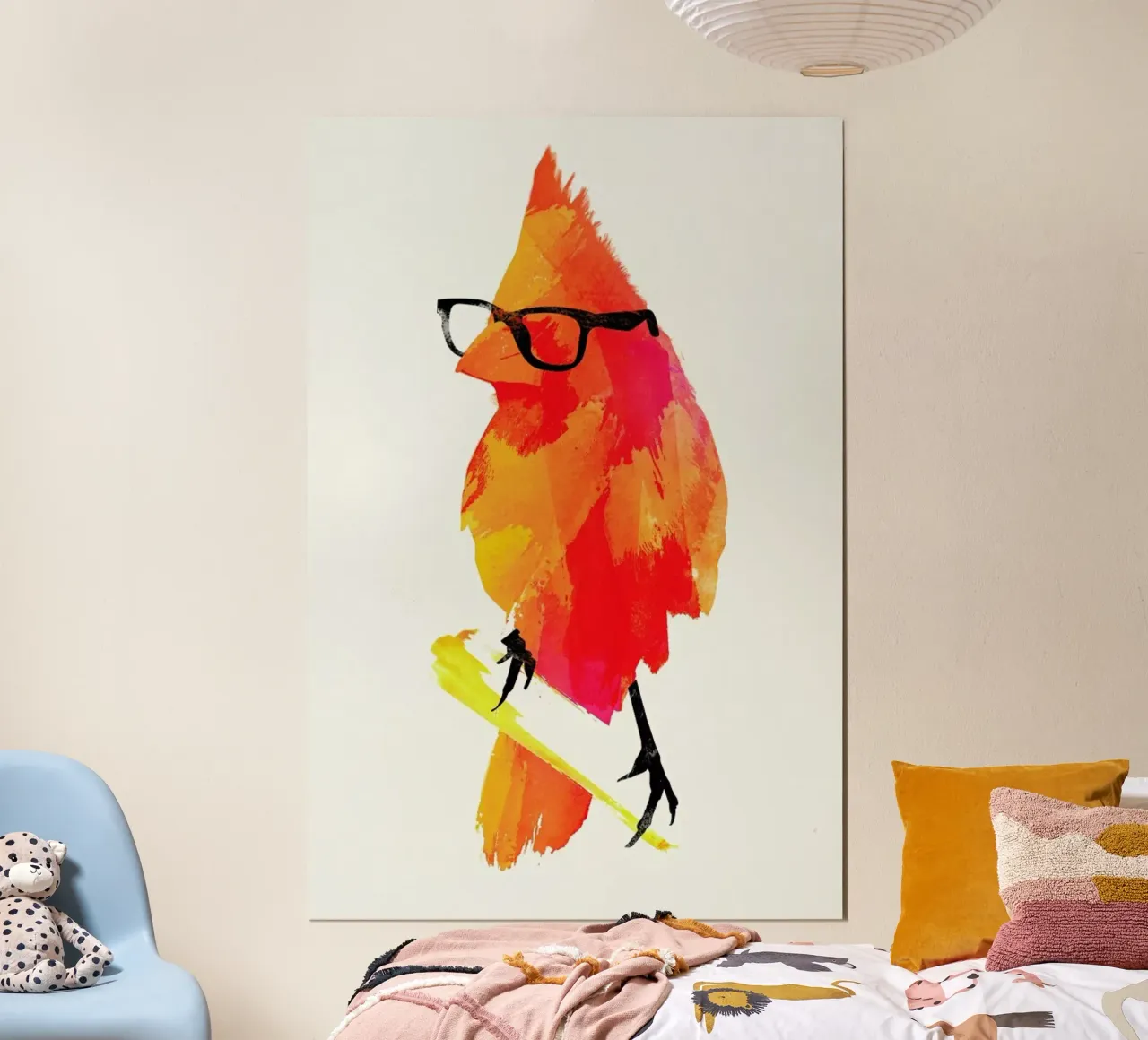 Punk birdy poster con telaio in legno da Róbert Farkas