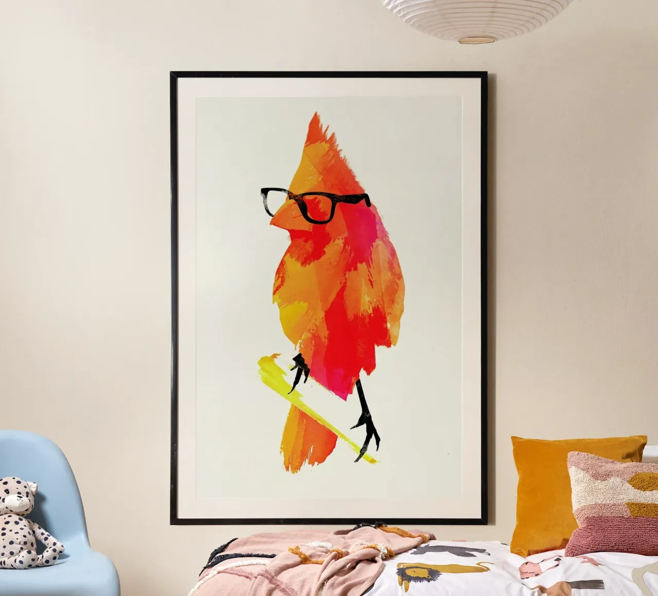 Punk birdy poster con telaio in legno da Róbert Farkas
