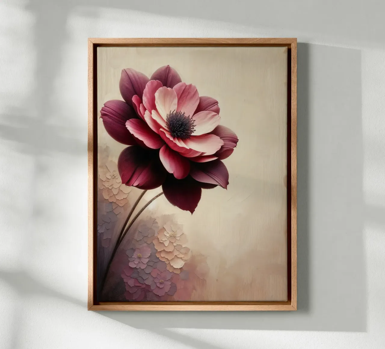 Fiore vintage rosa polvere tela con Cornice a cassetta da VintageBotanics