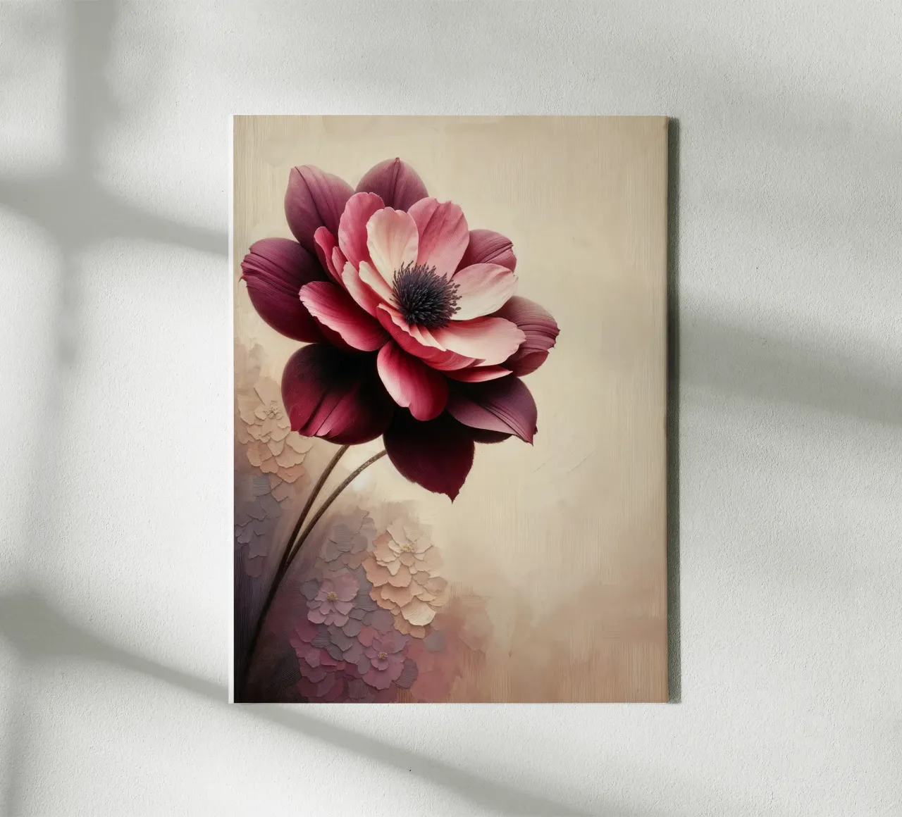 Fiore vintage rosa polvere tela con Cornice a cassetta da VintageBotanics