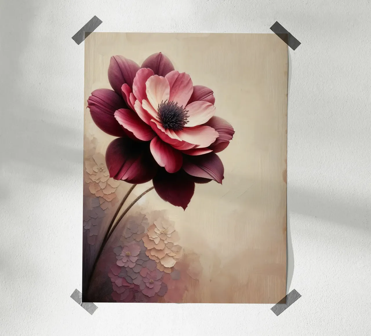 Fiore vintage rosa polvere poster da VintageBotanics