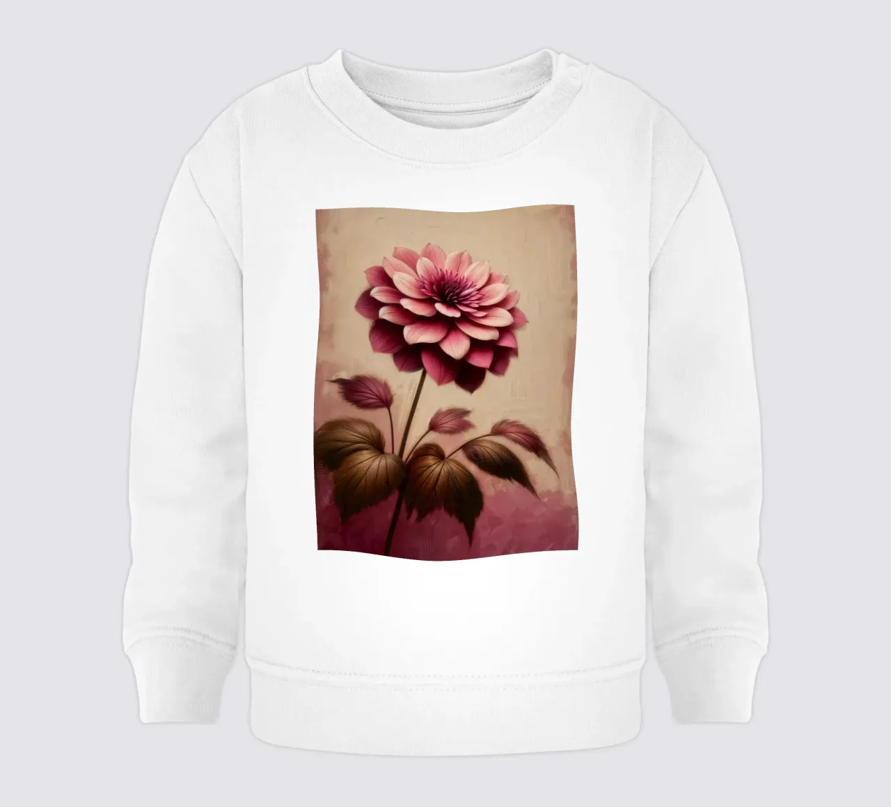 Fiore di dalia rosa polveroso d'epoca felpa neonato da VintageBotanics