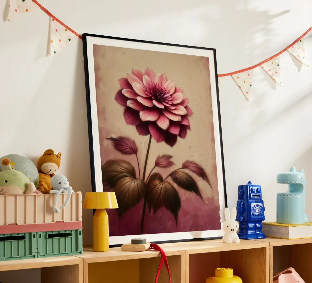 Fiore di dalia rosa polveroso d'epoca poster da VintageBotanics