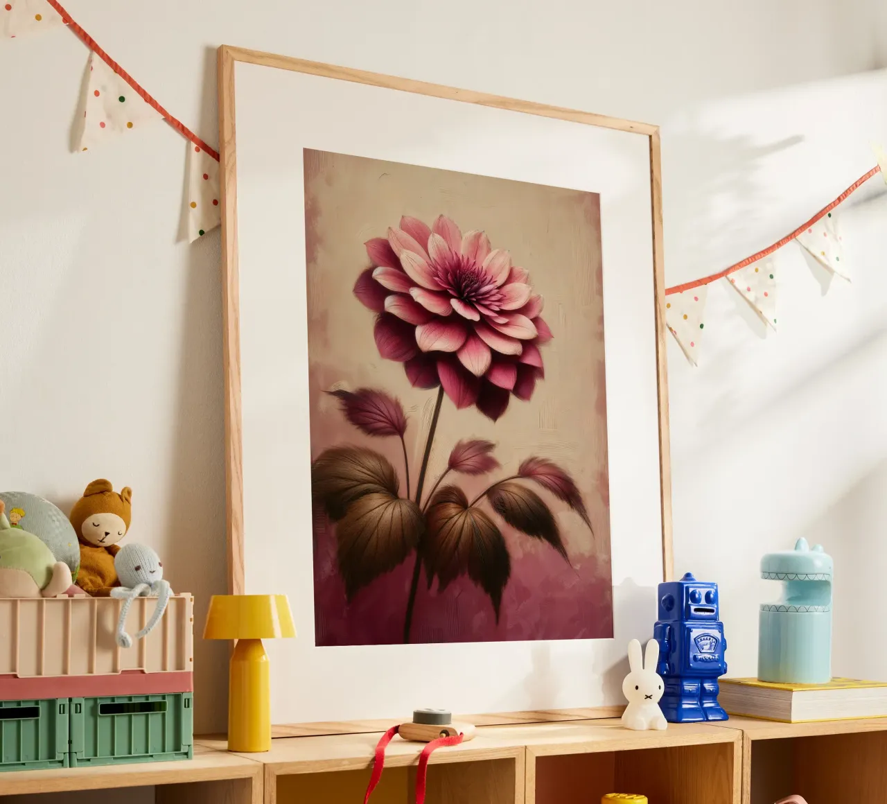 Fiore di dalia rosa polveroso d'epoca poster da VintageBotanics
