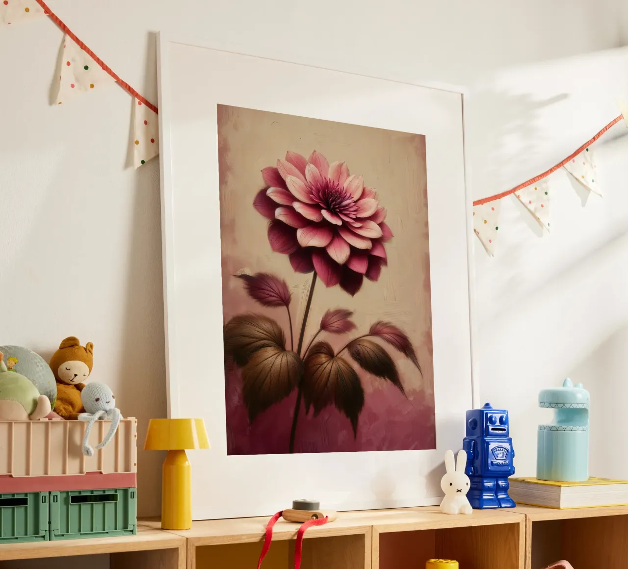 Fiore di dalia rosa polveroso d'epoca poster da VintageBotanics