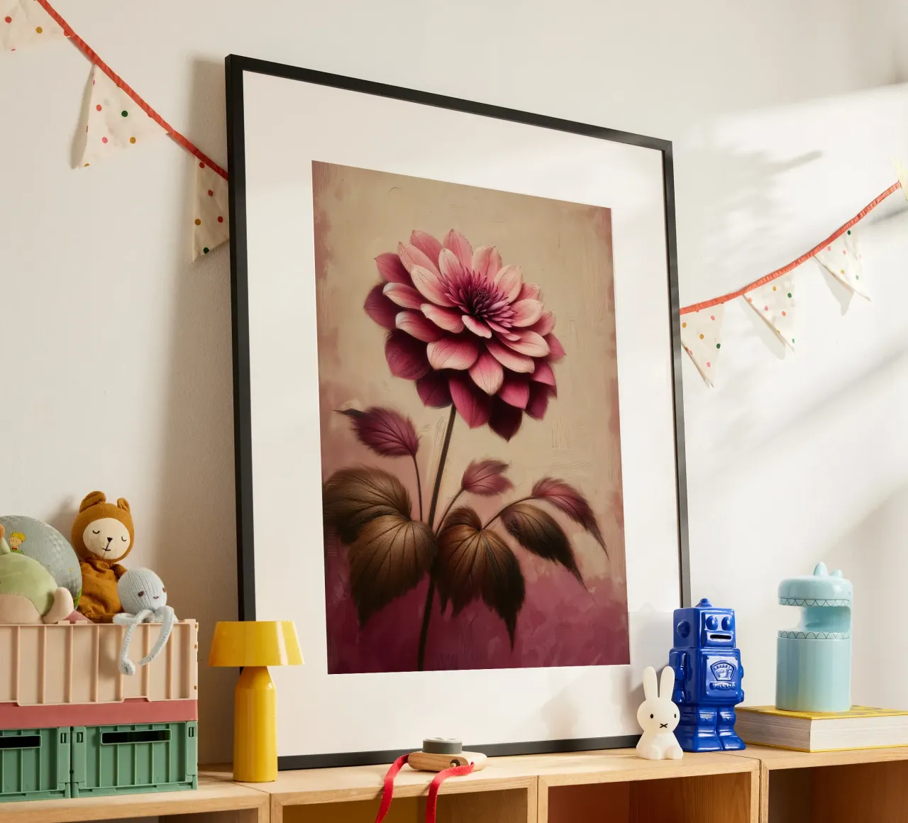 Fiore di dalia rosa polveroso d'epoca poster da VintageBotanics