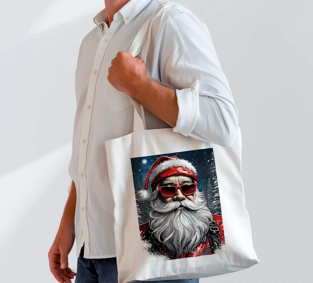 Weihnachtsmann mit Brille Jutebeutel von Holidays