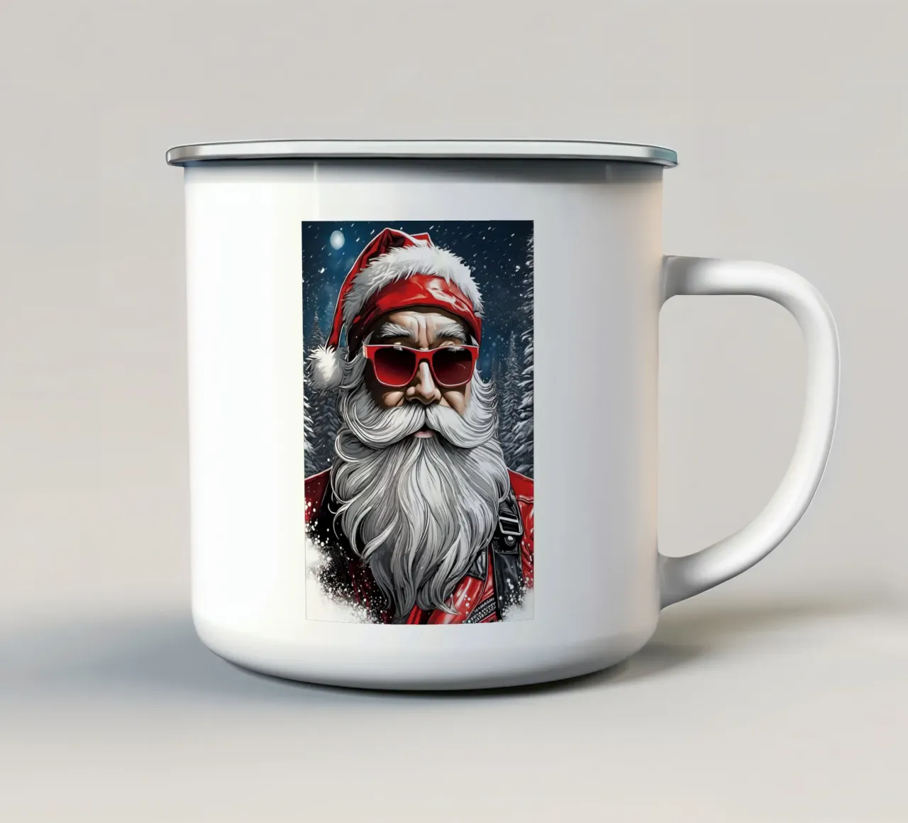 Babbo Natale con gli occhiali tazza in smalto da Holidays