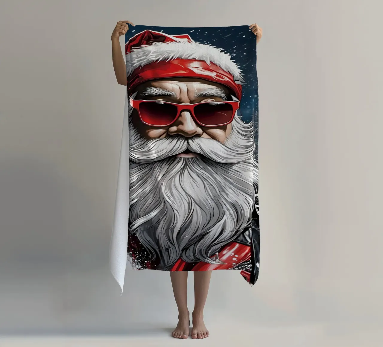 Babbo Natale con gli occhiali telo mare da Holidays