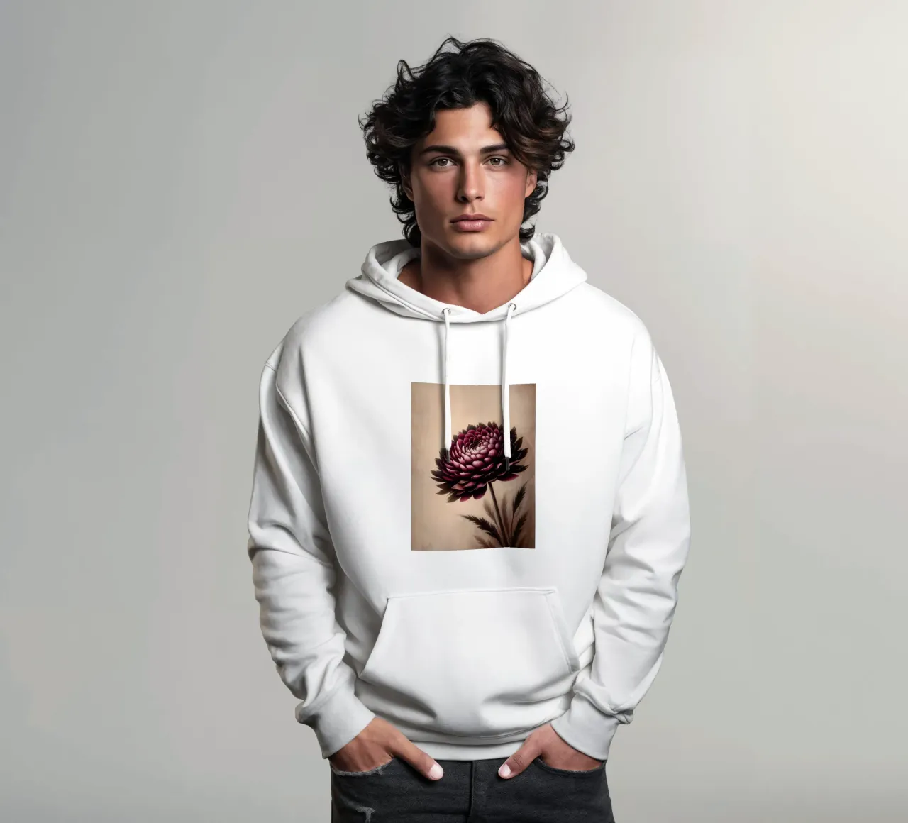 Fiore vintage di Borgogna felpa con cappuccio da VintageBotanics