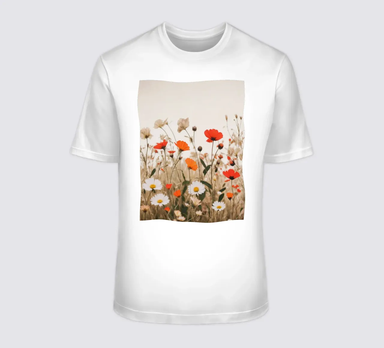 Campo di fiori selvatici con papaveri t-shirt da VintageBotanics