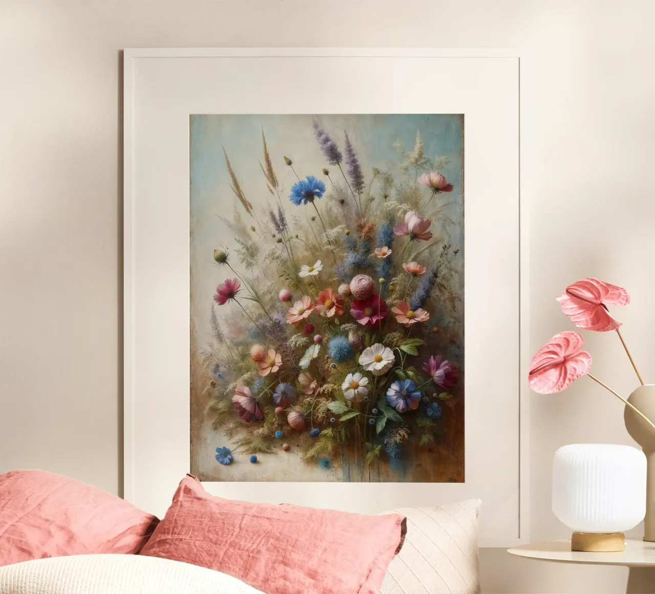 Campo di fiori vintage poster con telaio in alluminio da VintageBotanics