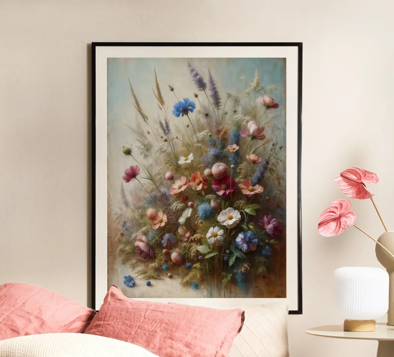 Campo di fiori vintage poster con telaio in alluminio da VintageBotanics