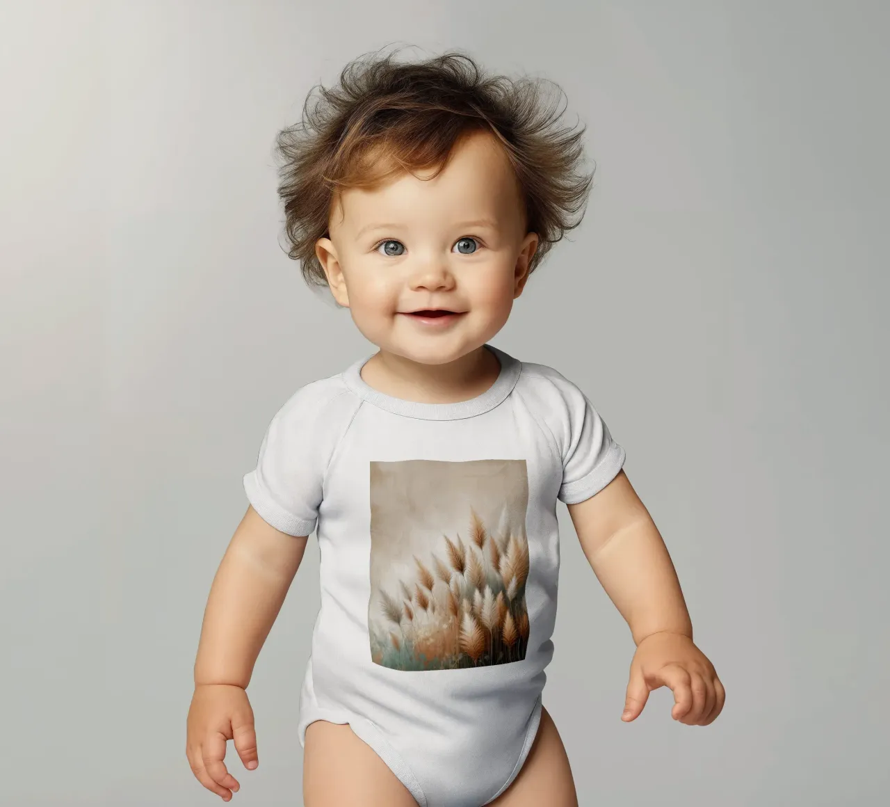 Pampas Grass Field Kurzarm Babybody von VintageBotanics