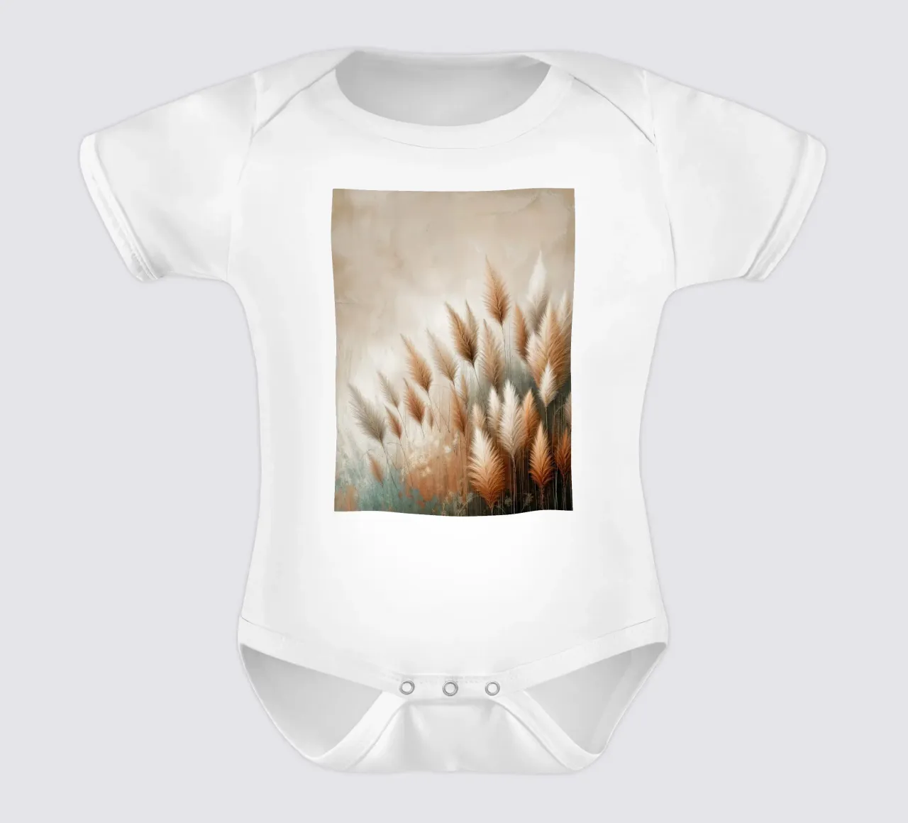 Pampas Grass Field Kurzarm Babybody von VintageBotanics