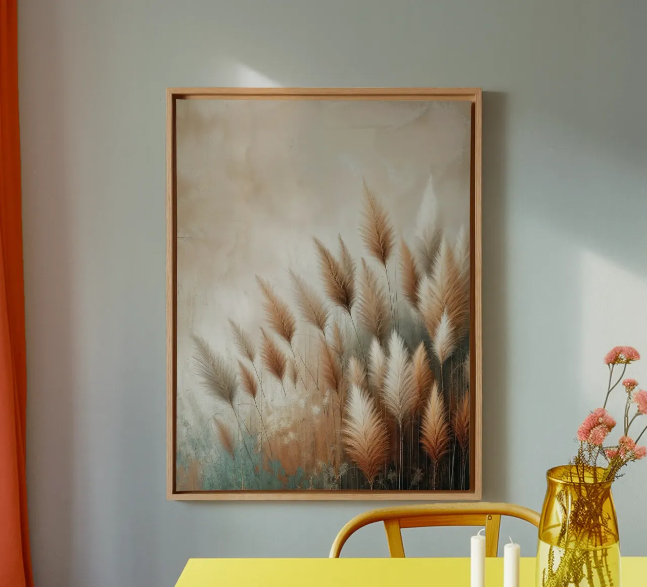 Pampas Grass Field canvas with Floater frame by VintageBotanics